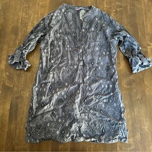 Akkriti Womens Small Top Blouse Western‎ Aztec Tribal Boho Ethnic Button